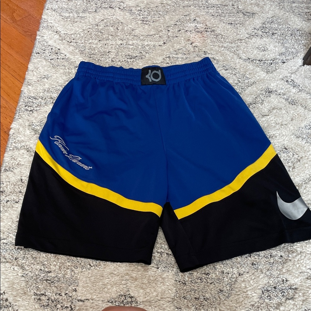Nike Kevin Durant Blue, Yellow, and Black Athletic Basketball Shorts